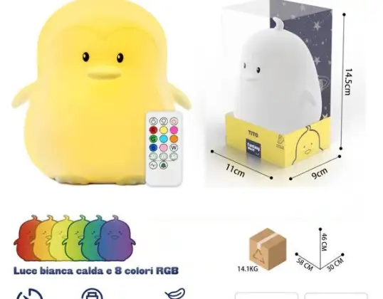 Touch &amp;; Telecomandă Duck Night Light - cu funcție tactilă și telecomandă - Reîncărcabil - Baby Shower - Cadou de maternitate - Creșă - Zi de naștere