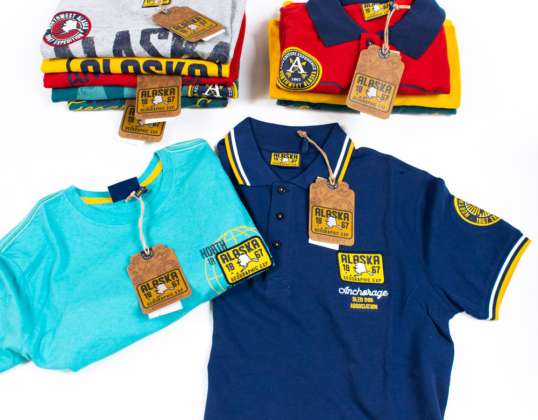 S8784 Miesten pikeepaidat ja T-paidat merkiltä ALASKA eri väreissä ja malleissa
