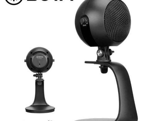 BOYA mikrofon ožičen Visokokvalitetni stolni USB A 3,5-milimetarski izlaz Crno