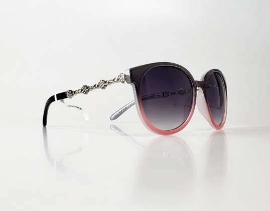 Czarno-różowe okulary przeciwsłoneczne TopTen z ozdobami na nogawkach SRH2799BLK