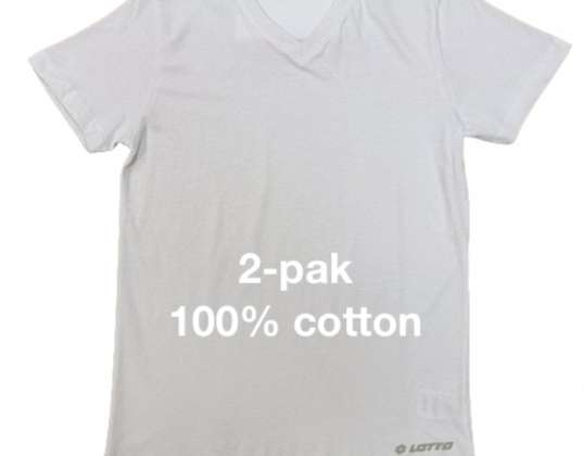 Lotto 2 упаковки з V-подібним вирізом біла бавовняна футболка/футболка