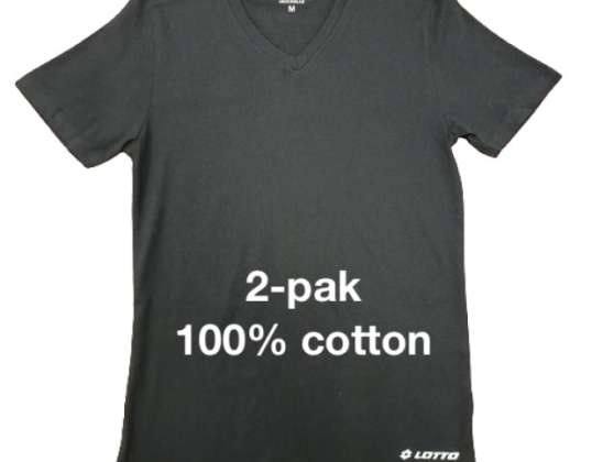 Lotto 2-Pack V-Neck Ανδρικό T-Shirt Μαύρο Βαμβάκι