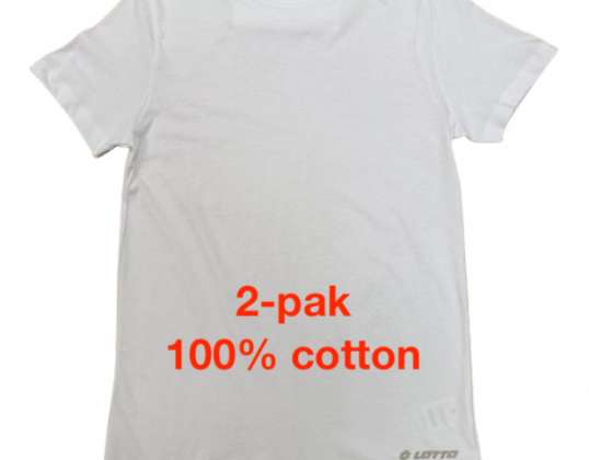 Lotto 2-pack t-skjorte/t-skjorte for herre, rund hals, hvit, bomull