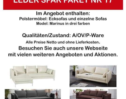 P17 - Furniture Packet, Sofa, Corner Sofa, Couch, Various Models, LEATHER SOFAS