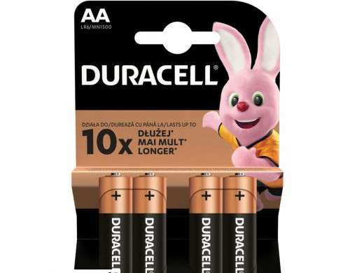 DURACELL Baterie AA LR6 Alkalické Basic 4 baterie / blistr 1.5V