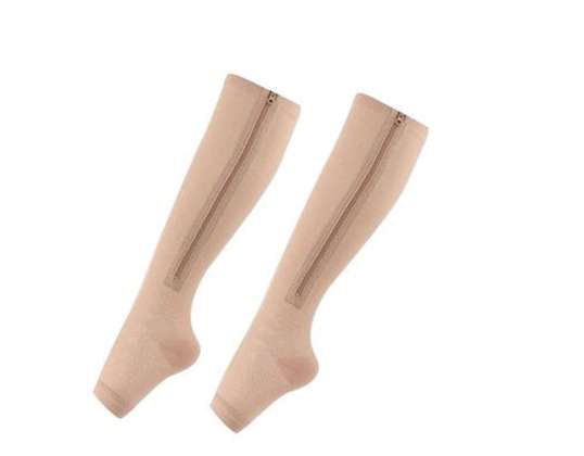 Chaussettes de compression beiges zippées L/XL