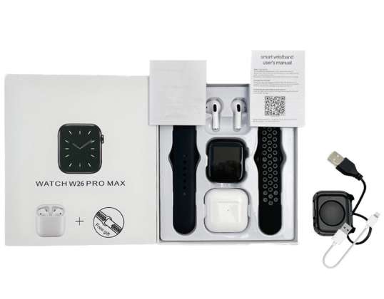 W26 Promax smartwatch πακέτο smartwatch δώρο με ακουστικά Bluetooth και συν ταπετσαρία