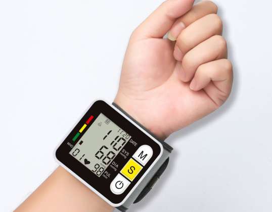 Snabb och exakt blodtrycksmätare på handleden med LCD-skärm