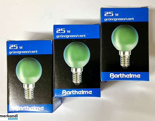 499 Stk. Barthelme Lampen Glühbirnen 25W grün Leuchtmittel, Restposten Paletten Sonderposten Großhandel