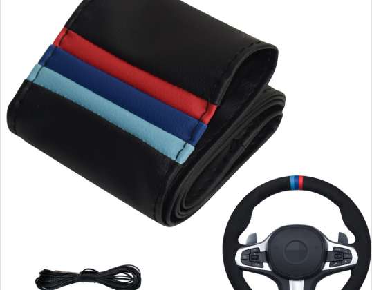 Steering wheel cover for lacing RED BLUE BLACK M Special design steering wheel diameter ( Made to measure Order possible or Special Design )