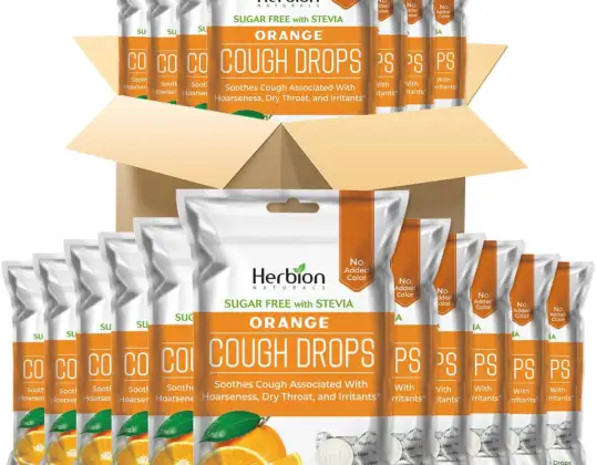 Herbion Naturals Sokerittomat imeskelytabletit, joissa on luonnollinen appelsiinin maku - 25 imeskelytablettia - lievittää kurkkukipua (40 kpl pakkaus)