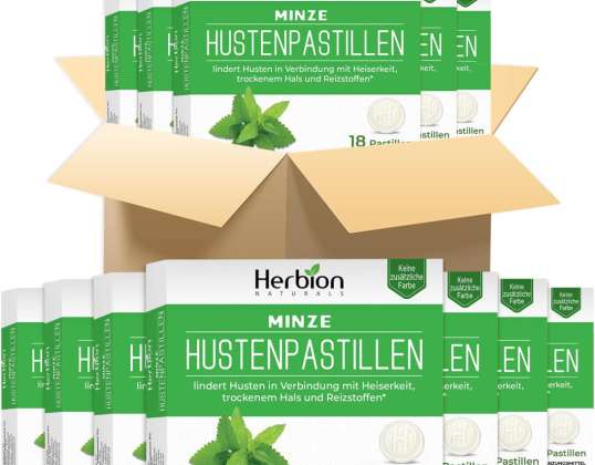 Herbion Naturals doğal nane aromalı öksürük pastilleri, gıda takviyesi, öksürüğü hafifletir, 18 pastil (48'li paket)