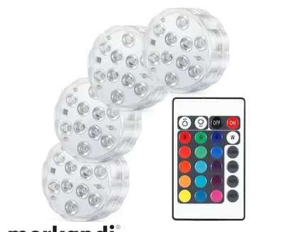 Set of 4 water-resistant LED lights with remote control AQUASHEIN