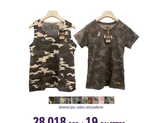 Pacchetto canotta e t-shirt da donna con motivo camouflage/marmo