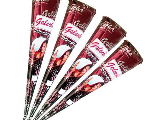 4x Golecha 100% Natural Henna Paste Cones (Red-Brown) No Mix, No PPD, 125g