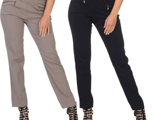 Ženske hlače z gumbi in hlačne žepe z zadrgo