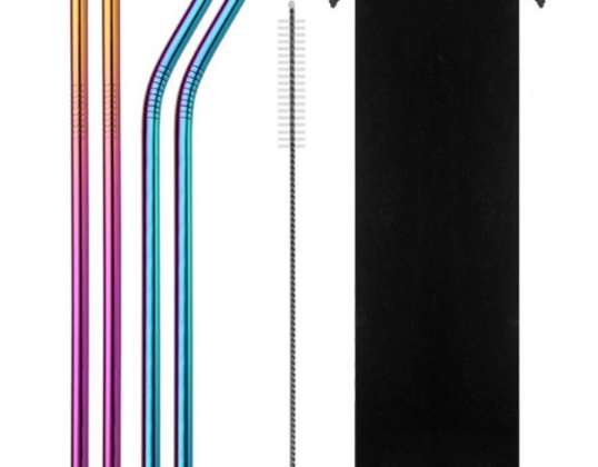 4 Metal Straws With Pouch and Cleaner STEELSIP