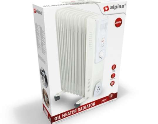 Radiator cu ulei de 2000 W, încălzitor eficient de spațiu cu 9 nervuri