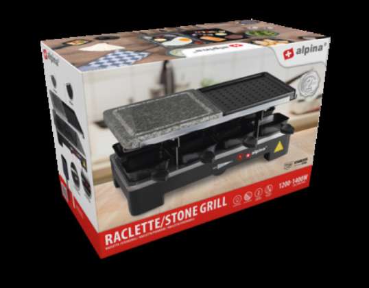 Raclette Grill med dobbelt funktion med stenplade Perfekt til gourmetgrillning derhjemme og underholdende