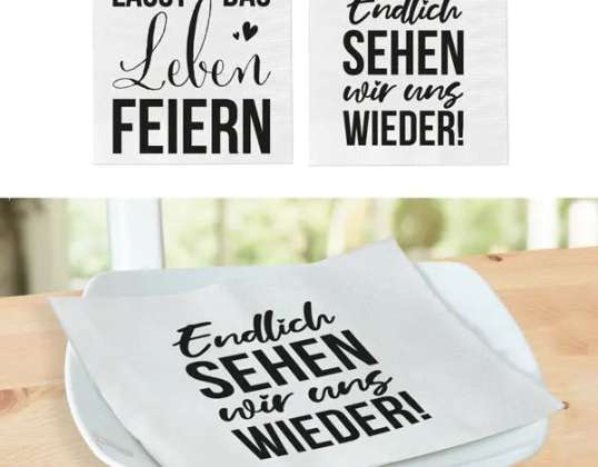 20er Pack Servietten mit Sprüchen  4 Zoll  2 Designs – Ideal für Events