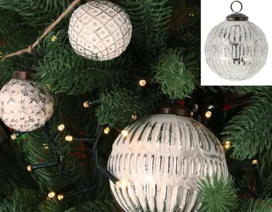 Christmas tree ornament white large approx. 10cm diameter – noble Christmas tree decoration