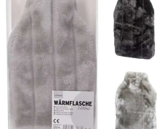 Double Pack Hot Water Bottles with Faux Fur Cover Cozy Heat Source