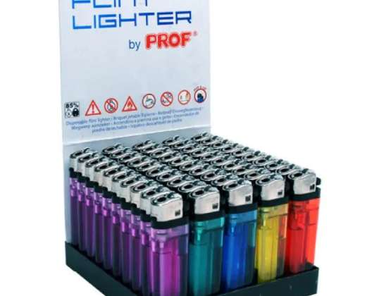 Disposable Lighters with Friction Wheel Transparent 5 Colors Assorted Multipack