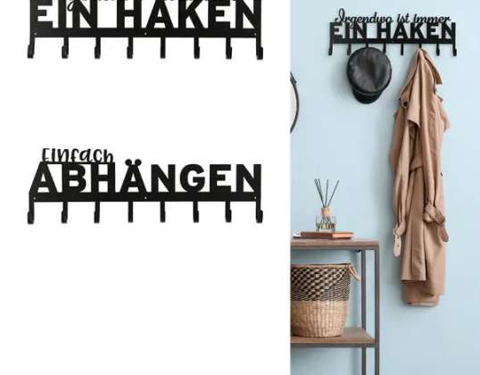 Coat rack with saying, set of 2, 70 cm wide – Wall coat rack | Stylish hook rail