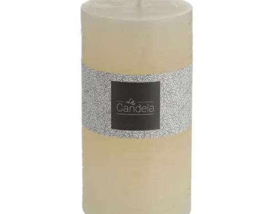 Frosted pillar candle cream tone medium 7x13cm Elegant decorative candle for home and occasions