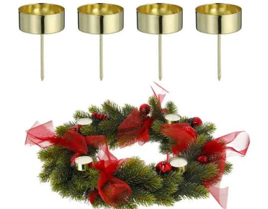 Golden DIY Tealight Holders for Sticking Set of 4 Decorative Candle Holders Approx. 7cm Height