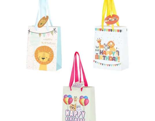 Large gift bags for children's birthdays, set of 3, 32 cm, colourful party bags