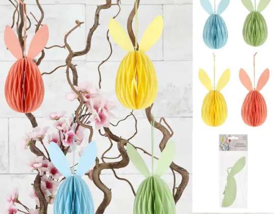 Large Easter Bunny Honeycomb Hanger Set of 4 16.5cm High