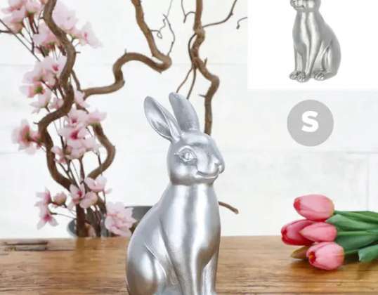 Small Silver Bunny Polyresin 9cm High Fine Decorative Figure