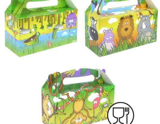 Lunchbox Jungle Design  22 5L x 9 5B x 12H cm   Set Aus 3 Verschiedenen Mustern