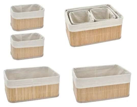 Rectangular Storage Basket Bamboo Set of 4 – Sustainable and Stylish Organizers