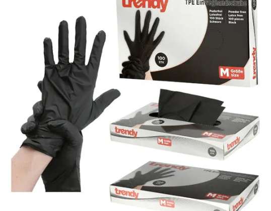 Black TPE Disposable Gloves XL Box of 100 – Robust &amp; Versatile