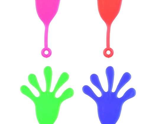 Stretch sticky hand 11 cm with 5 cm cord 4 colors fun & catching toy