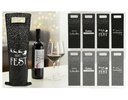 Set de 8 mâneci festive pentru sticle de vin din pâslă de Crăciun