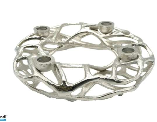 Christmas Candle Holder made of aluminium 25x7x25cm silver