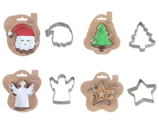 XL cookie cutters XMAS set of 4 on card with Euro hole ideal for Christmas cookies