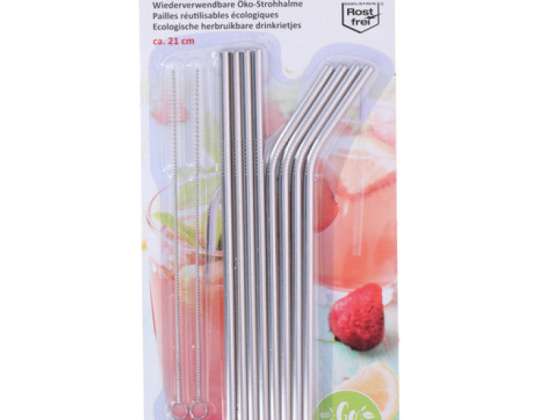 10 Pieces Eco-Friendly Stainless Steel Drinking Straws Set Reusable Drinking Accessories