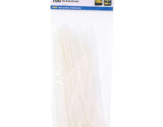 100 Pack Strong Cable Ties 4.8x200mm Heavy Duty Nylon Zip Closures