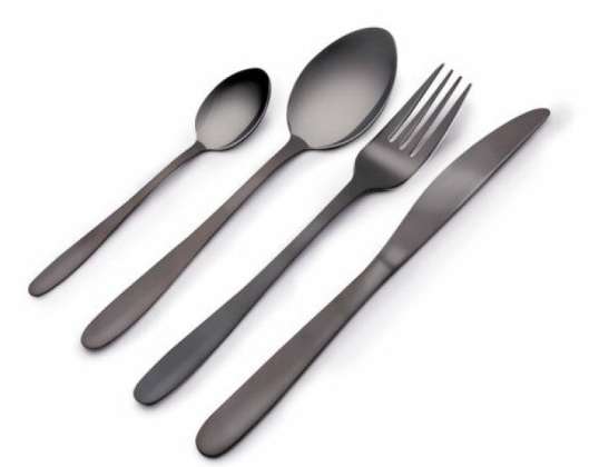 16 Piece Cutlery Set Elegant black cutlery collection for dining and entertaining