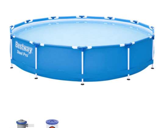 Piscina com estrutura de PVC – Piscina 366 x 76 cm – Estrutura de piscina durável – Piscina exterior portátil