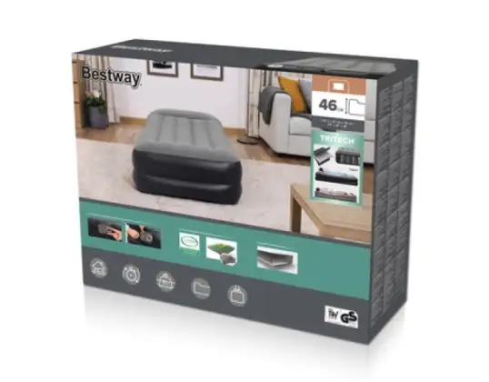 PVC Luftmatratze – 191 x 97 x 46 cm – aufblasbares Bett – tragbare Isomatte