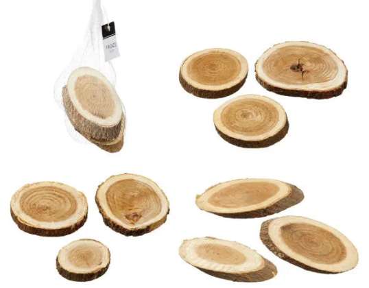 Set of 2 natural wooden discs, approx. 150g each – ideal for handicrafts