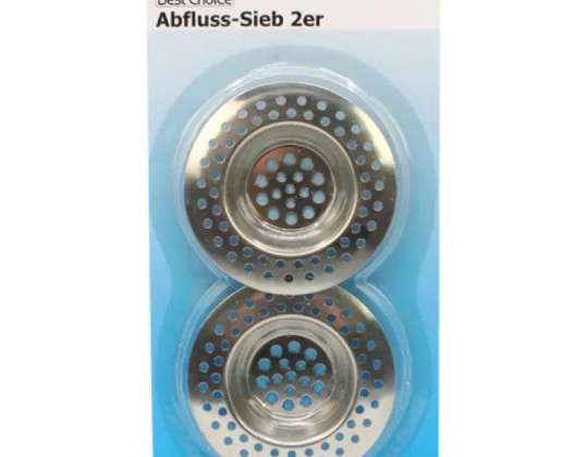 Set of 2 chrome-plated drain strainers 7cm packed on card