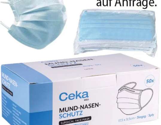 Protection buccale 3 plis de type IIR BFE testée selon EN14683:2019