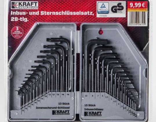 YENİ! Kraft Tools Allen &amp; Star Anahtar Seti 28 parça. A-STOK