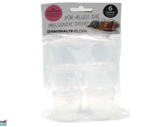 Pack of 6 Mini Plastic Containers 35ml – Ideal storage solution for small quantities